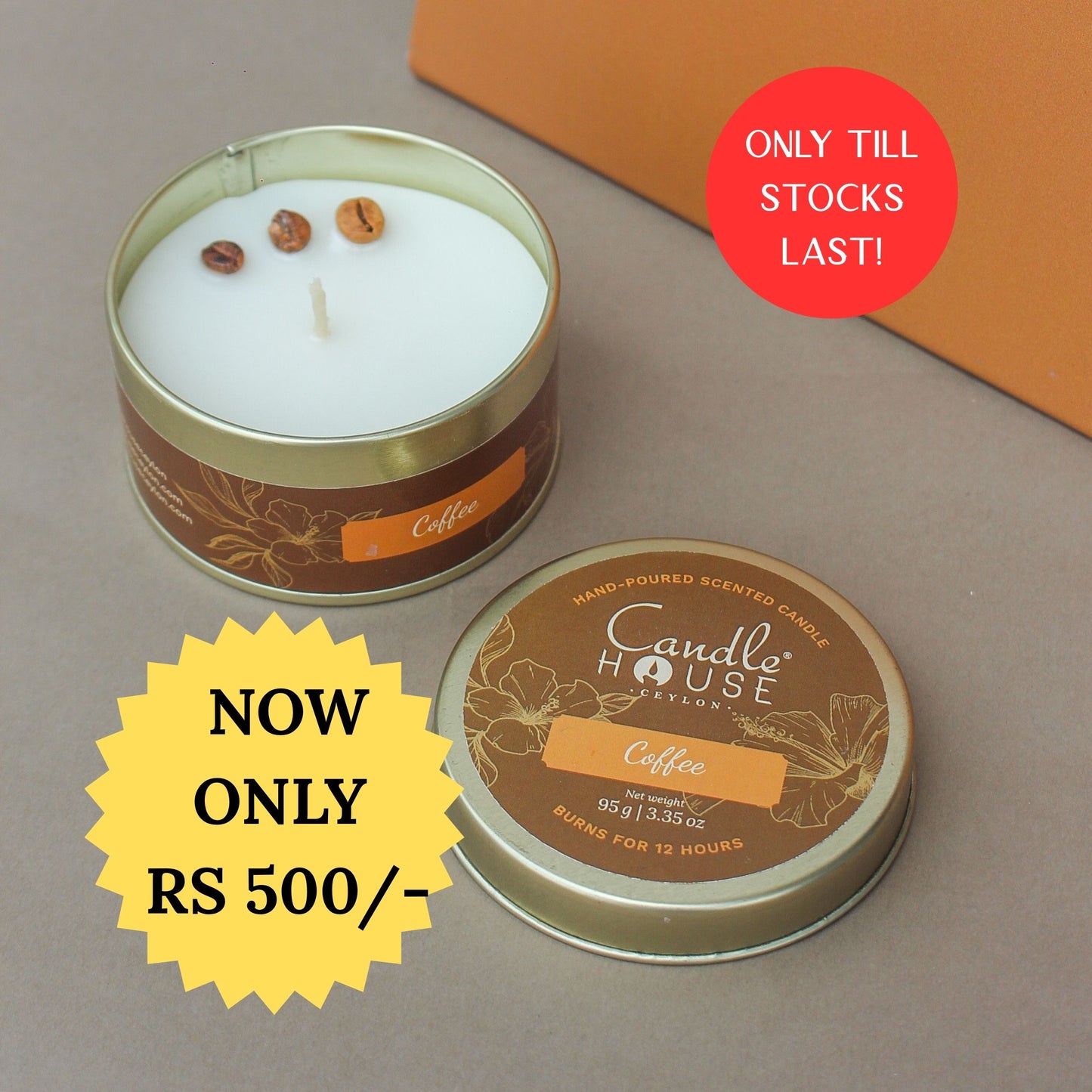 Coffee Regular Tin Candle- SALE!