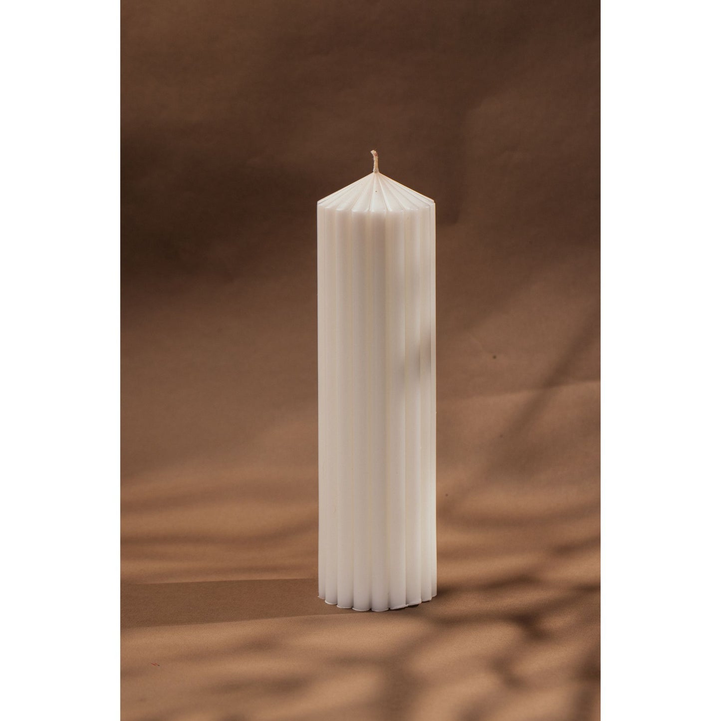 Tall Chunky Ribbed Pillar Candle