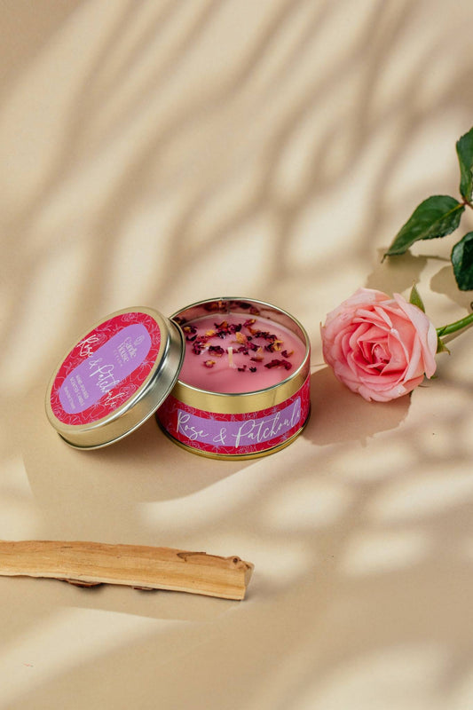 Rose and Patchouli Regular Tin Candle