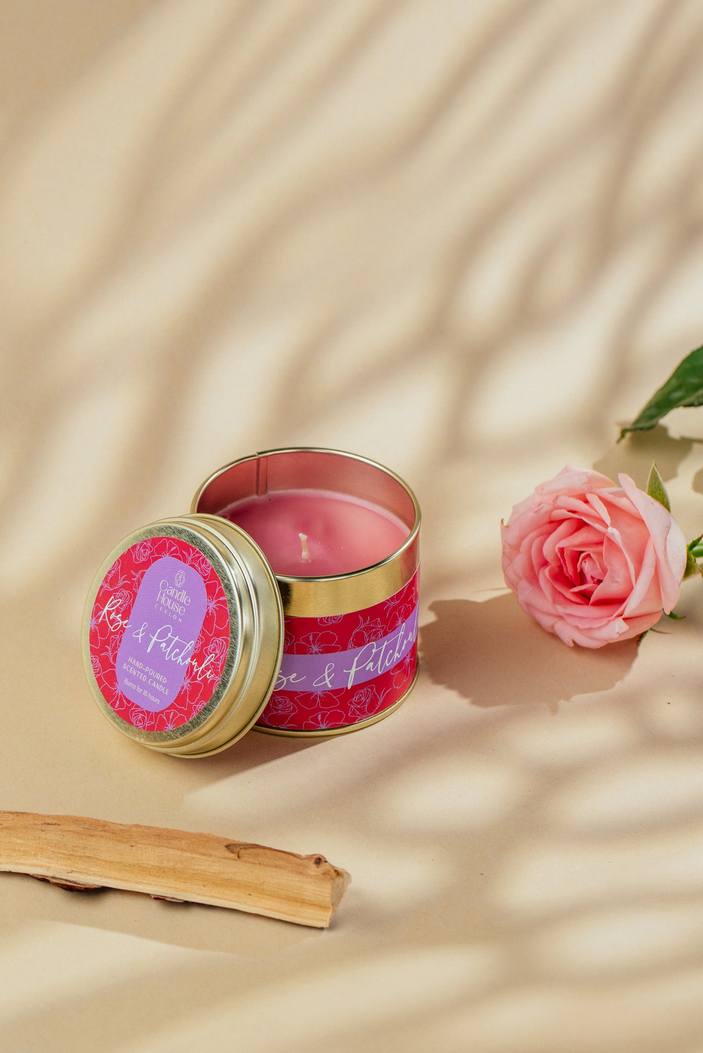 Rose & Patchouli Tall Tin Candle