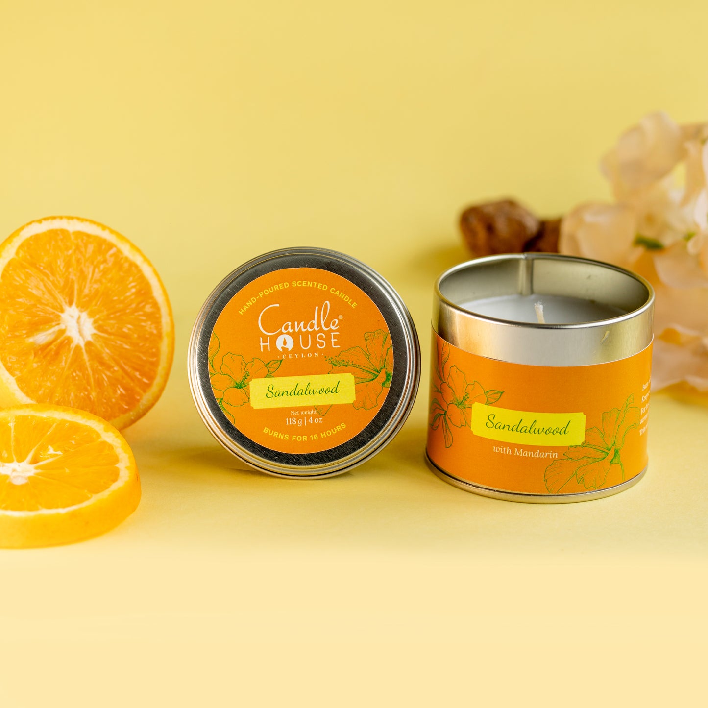 Sandalwood and Mandarin Tall Tin Candle