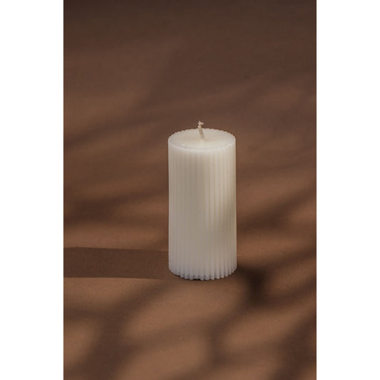 Slender Ribbed Pillar Candle- Short